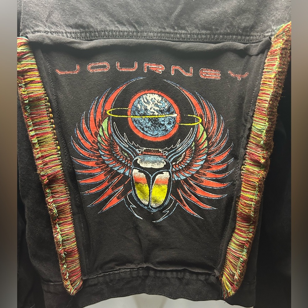 UPCYCLED one of a kind, Journey Music Denim Jacket - Picture 2 of 3
